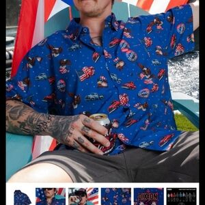 EUC Men's Dixxon Short Sleeve Party Shirt The Freedom 4th of July Size 2X